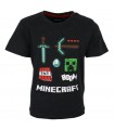 Kinder-Baumwoll-T-Shirt Minecraft Schwarz 116-152 cm