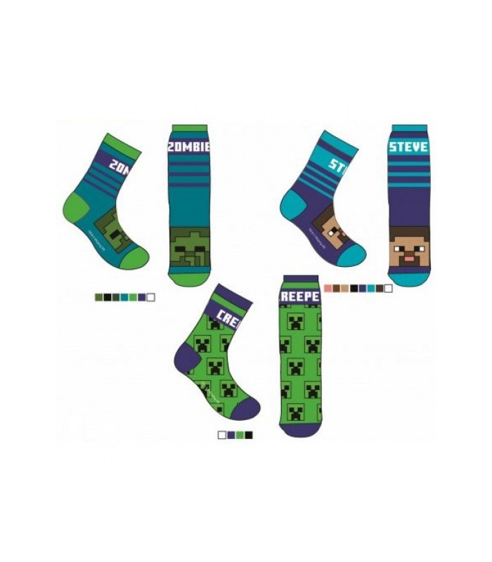 Kindersocken Minecraft 3 Paar 27-38 cm