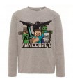 Jungen-Baumwoll-T-Shirt mit langen Ärmeln, Minecraft, Grau, 116–152 cm