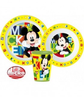 MICKEY MOUSE KUNSTSTOFFGESCHIRR-SET MIT BECHER