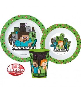 MINECRAFT PLASTIC TABLEWARE SET MIT BECHER