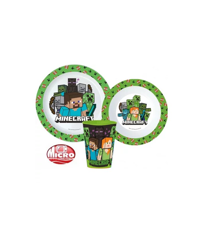 MINECRAFT PLASTIC TABLEWARE SET MIT BECHER