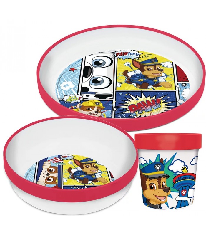 SET KUNSTSTOFFGESCHIRR Paw Patrol MIT BECHER rutschfest