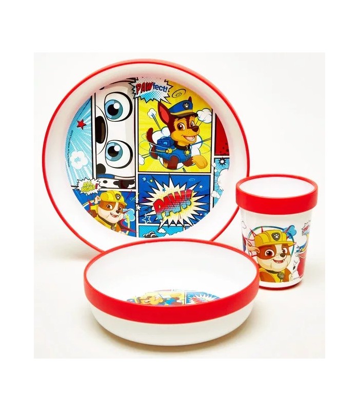 SET KUNSTSTOFFGESCHIRR Paw Patrol MIT BECHER rutschfest