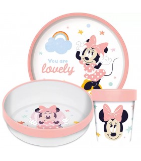 Minnie Mouse KUNSTSTOFF-GESCHIRR-SET MIT BECHER rutschfest