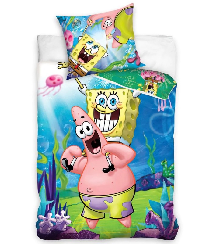 Dětské povlečení Sponge Bob a Patrik 140x200 + 70x90 cm