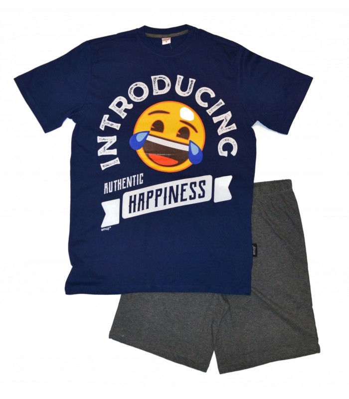 Herren Schlafanzug Emoji blau M-XXL