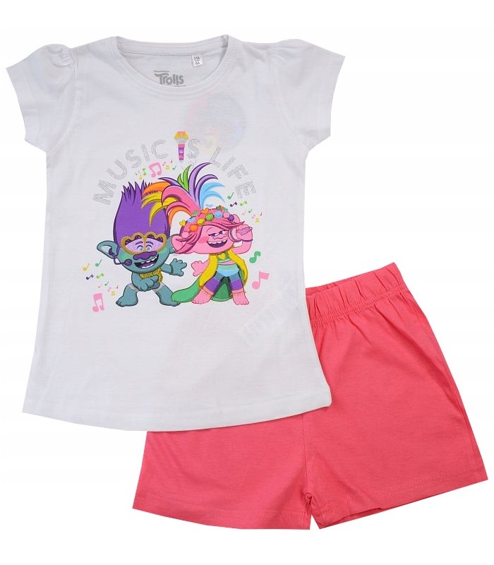 Troll-Pyjama für Mädchen mit rosa Shorts 98-128 cm