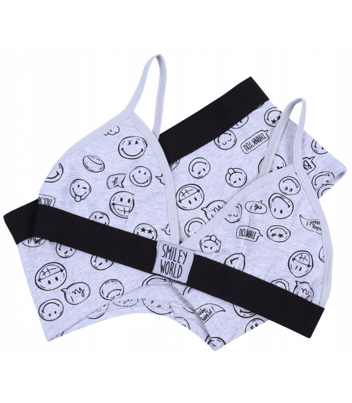 Dívčí set kalhotek s podprsenkou Smiley šedé 140-168 cm