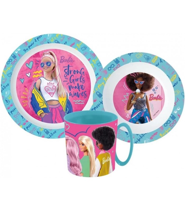 BARBIE KUNSTSTOFFGESCHIRR-SET MIT BECHER