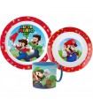 SUPER MARIO KUNSTSTOFF-GESCHIRR-SET MIT TASSE