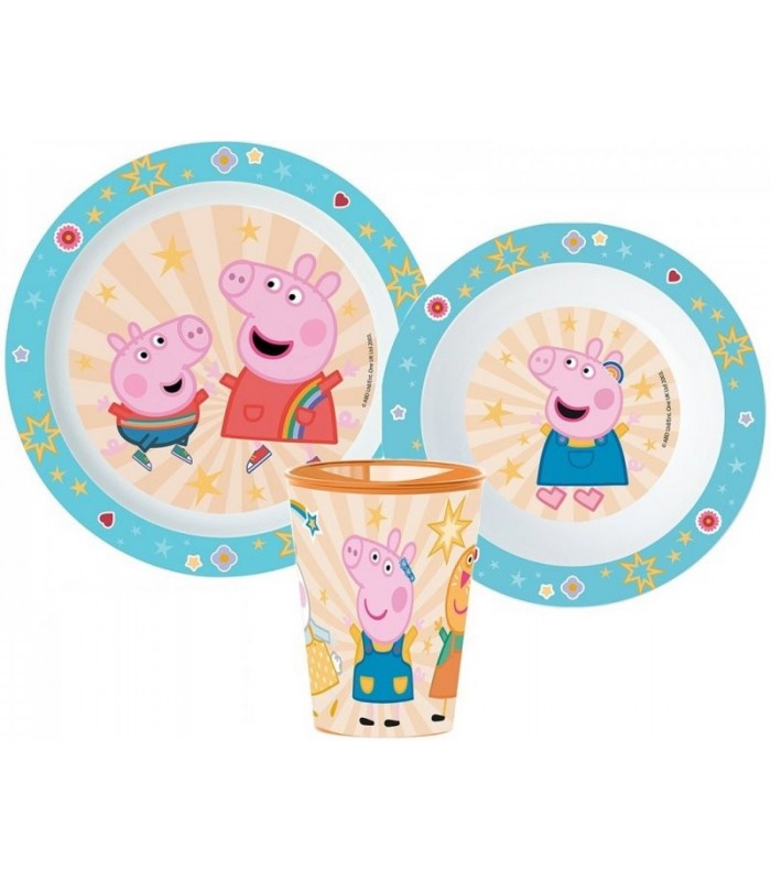 PEPPA WIG KUNSTSTOFF-GESCHIRR-SET MIT BECHER