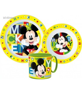 MICKEY MOUSE KUNSTSTOFFGESCHIRR-SET MIT BECHER