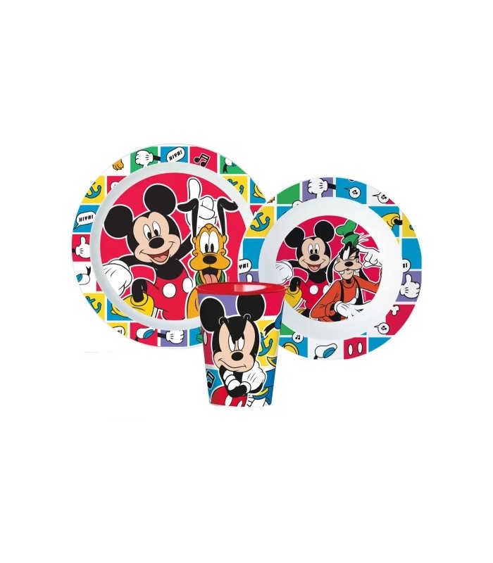 Mickey Mouse KUNSTSTOFF-GESCHIRR-SET MIT BECHER