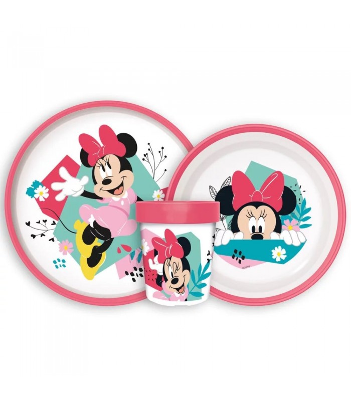 copy of KUNSTSTOFF-GESCHIRR-SET Minnie Maus Schmetterlinge MIT BECHER rutschfest